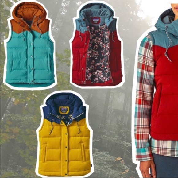 Patagonia Bivy Vest Sulphur Yellow XS Mushroom Print Lining Hooded - Picture 13 of 14